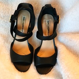 Karl Lagerfeld ankle strap leather shoes